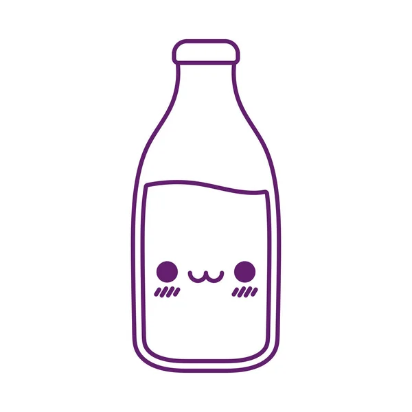 Kawaii молоко бутылки мультфильм стиль иконки векторный дизайн — стоковый вектор