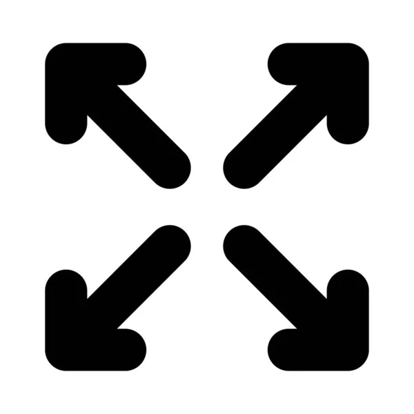 Pfeile in vier Richtungen Silhouette Stil Symbol Vektor-Design — Stockvektor