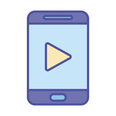 Akıllı telefon satırının içinde oyna ve biçim ikonu vektör tasarımını doldur