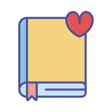 kitap ve kalp çizgisi ve biçim ikonu vektör tasarımı