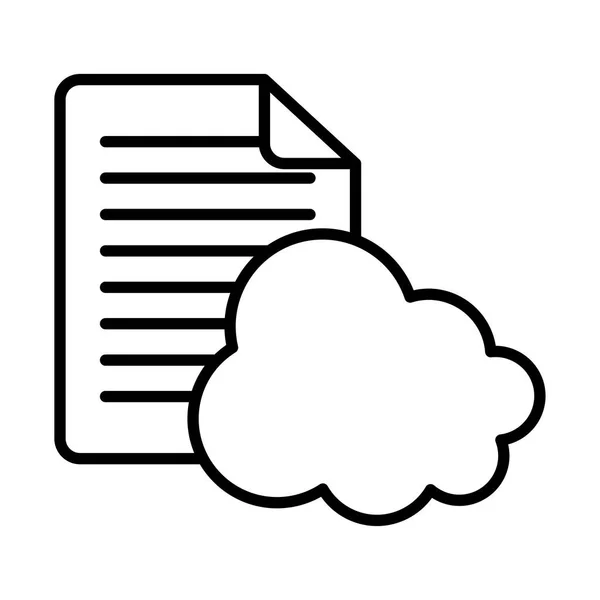 Cloud computing en document papier lijn stijl pictogram vector ontwerp — Stockvector