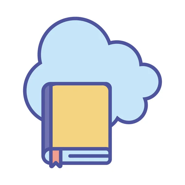 Cloud computing a ebook line and fill style icon vector design — Stockový vektor