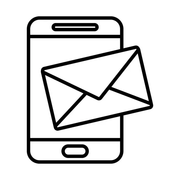 Envelop bericht en smartphone lijn stijl pictogram vector ontwerp — Stockvector