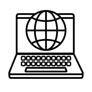 Genel küre ve dizüstü bilgisayar çizgisi biçim vektör tasarımı