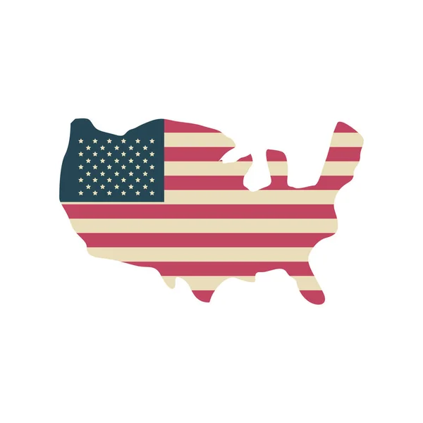 Spojené státy mapa s vlajkou na bílém pozadí — Stockový vektor
