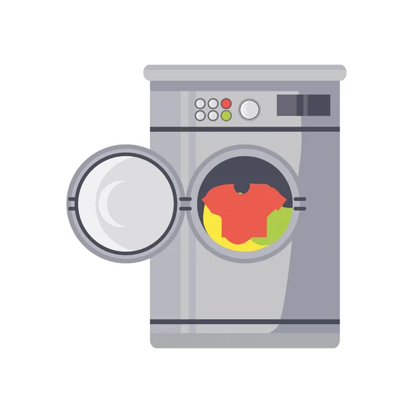 Roupa máquina de lavar roupa no fundo branco — Vetor de Stock