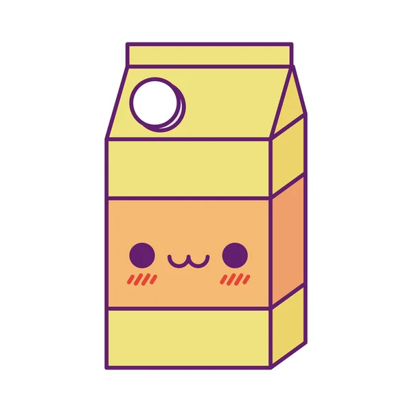 Kawaii caja de jugo línea de dibujos animados y el estilo de relleno icono de diseño de vectores — Vector de stock