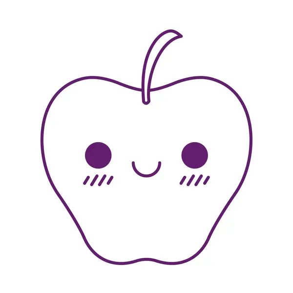การออกแบบเวกเตอร์ไอคอนสไตล์การ์ตูนแอปเปิ้ล Kawaii — ภาพเวกเตอร์สต็อก