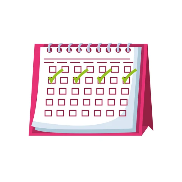 Kalender mit Kontrollkästchen auf weißem Hintergrund — Stockvektor