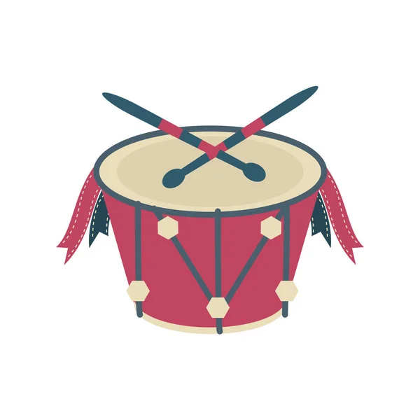 Muziekinstrument drum op witte achtergrond — Stockvector