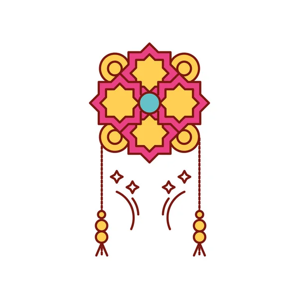Guirnaldas colgando decoración ramadán sobre fondo blanco — Archivo Imágenes Vectoriales