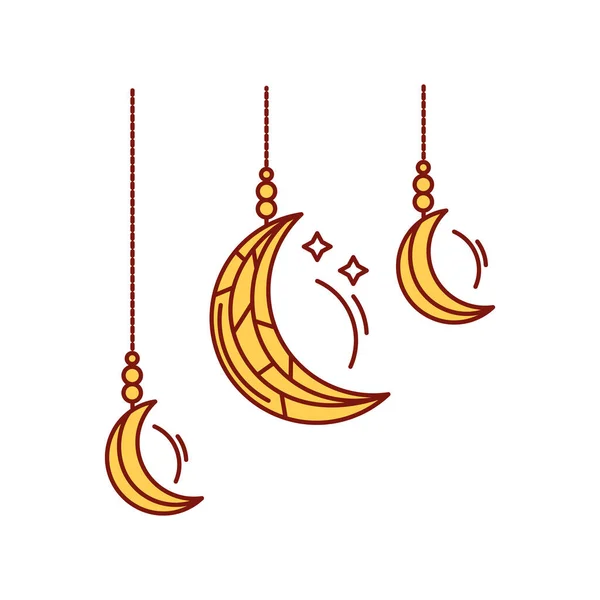 Moon hanging decoration ramadan on white background — Stock Vector
