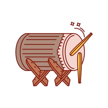 Geleneksel Türk davulu, beyaz arkaplanda müzik aleti