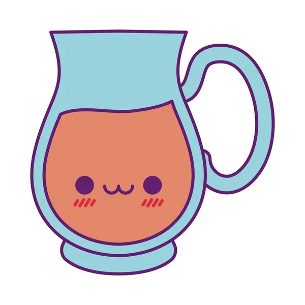 Linea del fumetto del vaso del succo di Kawaii e disegno vettoriale dell'icona di stile di riempimento — Vettoriale Stock