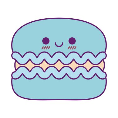 Kawaii kurabiye çizgi filmi çizimi ve biçim ikonu vektör tasarımı