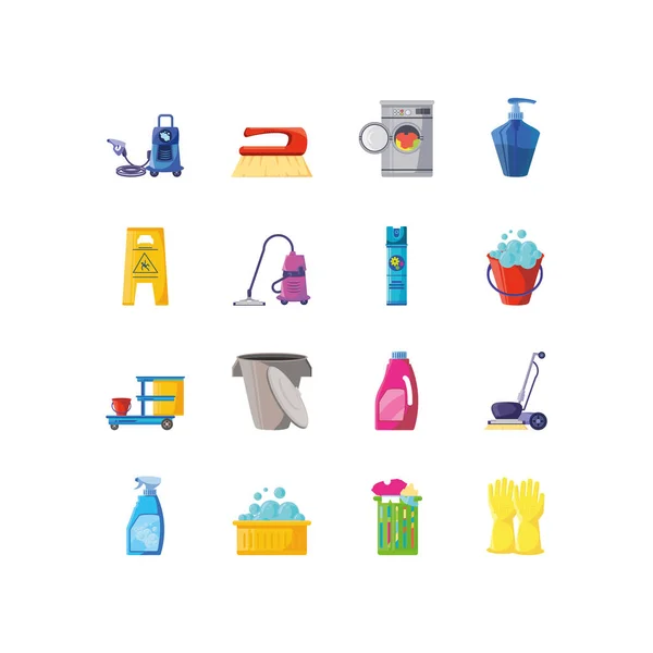 Set of icons cleaning on white background — Stock Vector