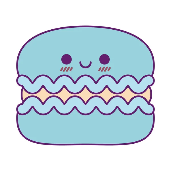 Kawaii cookie dessin animé ligne et remplissage icône de style vectoriel design — Image vectorielle