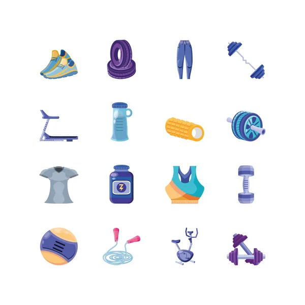 Set of icons fitness on white background — Stock Vector