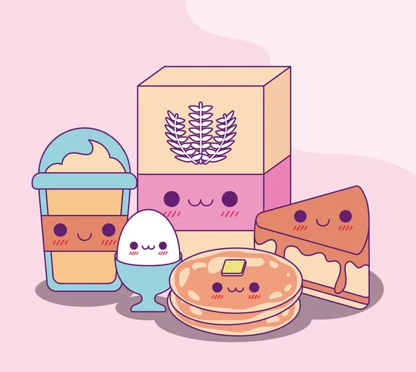 Vetor De Café Da Manhã De Kawaii Ilustração do Vetor - Ilustração de  alaranjado, forma: 219311750