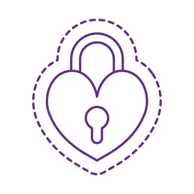 Sevimli kalp kilidi yama çizgisi biçim vektör tasarımı