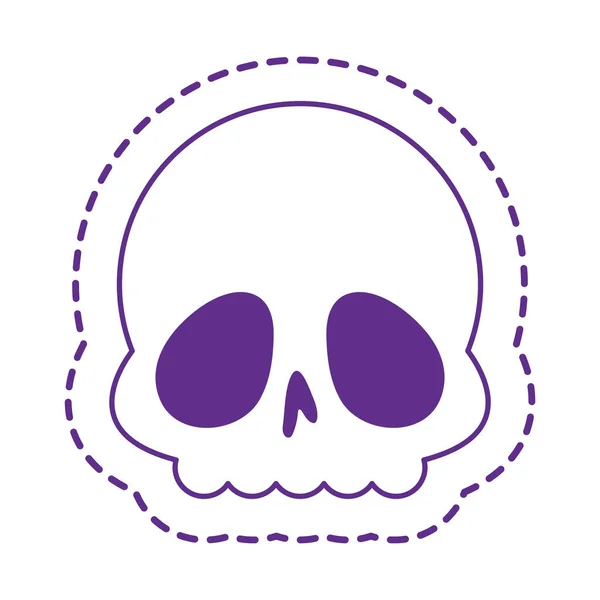 Desenho de vetor de ícone de estilo de linha de patch de crânio bonito — Vetor de Stock