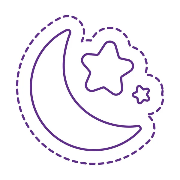 かわいい月と星のパッチラインスタイルのアイコンベクトルデザイン — ストックベクタ