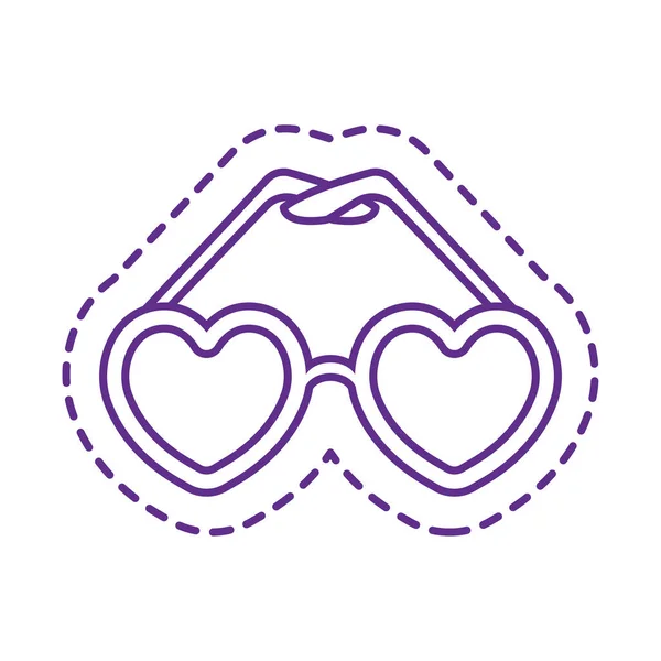 Cute serca okulary patch linii styl ikona wektor projektu — Wektor stockowy