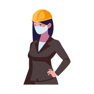 Yüz maskesi takan sanayi işçisi kadın