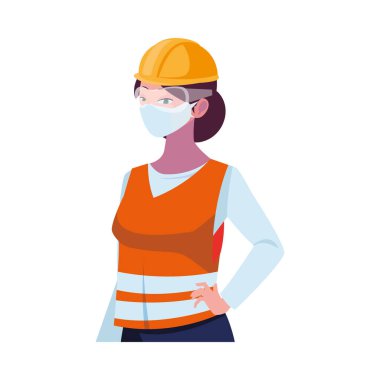 Yüz maskesi takan sanayi işçisi kadın