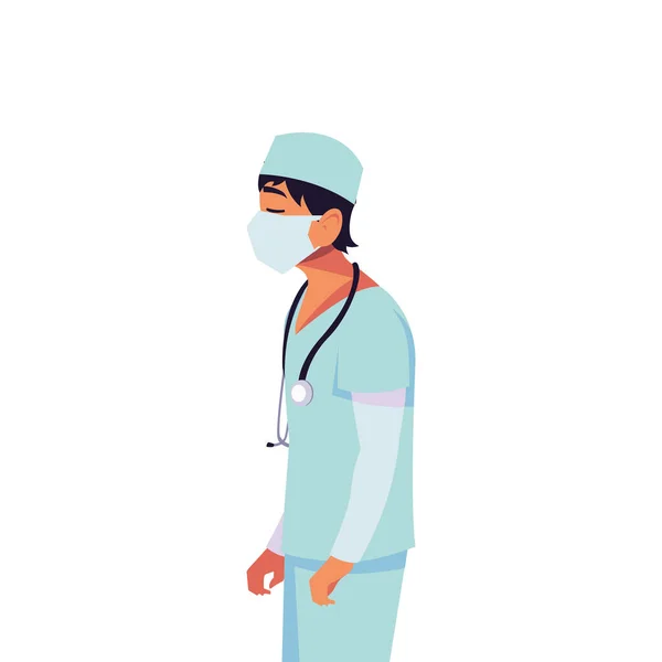 Man doctor with uniform and mask vector design — Stock Vector
