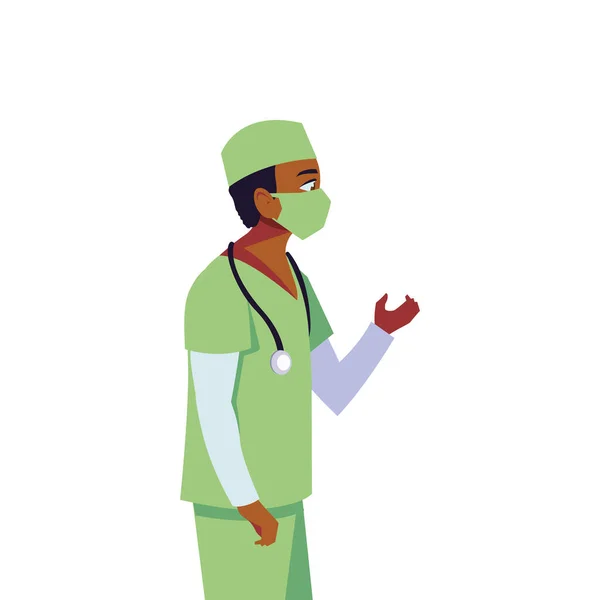 男医生，有制服和口罩病媒设计 — 图库矢量图片
