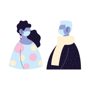 Maske vektör tasarımlı yaşlı adam ve kadın avatar karikatürü