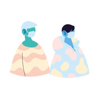 Erkekler, maskeli vektör tasarımlı karikatürleri avatarlar