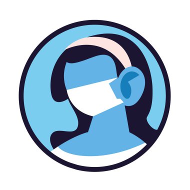 Maske vektör tasarımlı kadın karikatürü