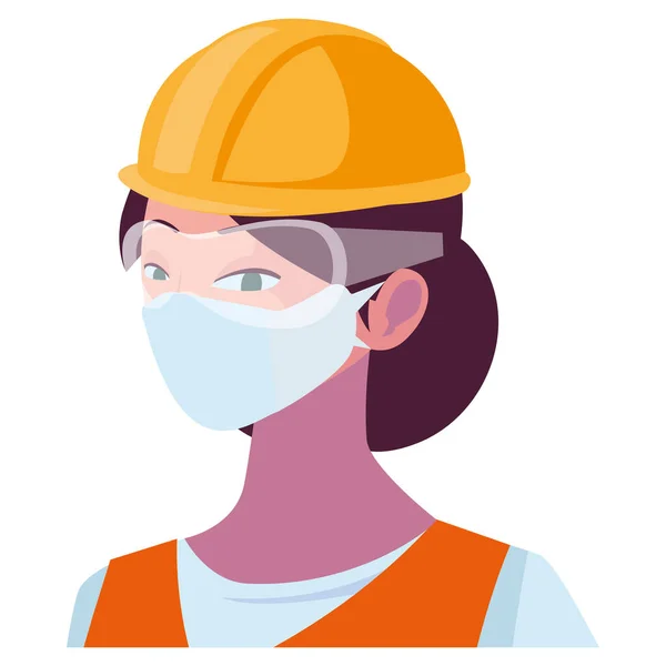 Работница в маске для лица — стоковый вектор