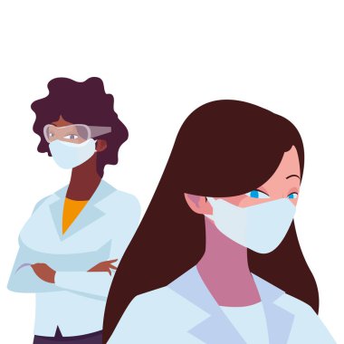 Yüz maskeli endüstriyel kadın işçiler