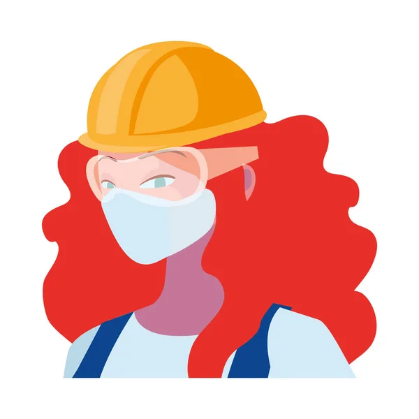 フェイスマスクを着用した工業労働者女性 — ストックベクタ