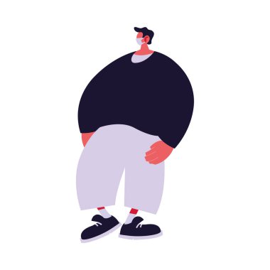 Maskeli ve günlük kıyafet vektör tasarımlı şehir adamı karikatürü