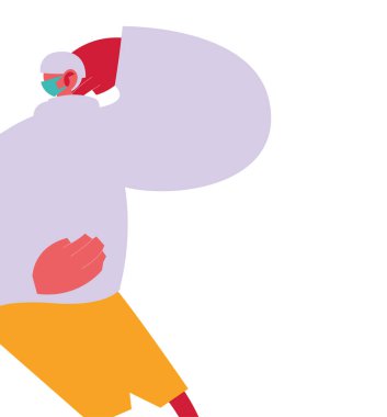 Maskeli ve günlük kıyafet vektör tasarımlı şehir adamı karikatürü