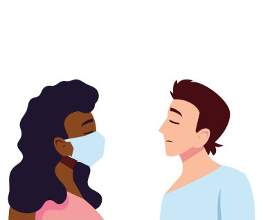 Erkek ve kadın kendilerini hasta hissediyorlar ve maske tasarlıyorlar.