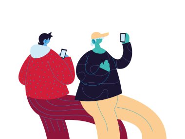 Akıllı telefon vektör tasarımlı erkek karikatürleri