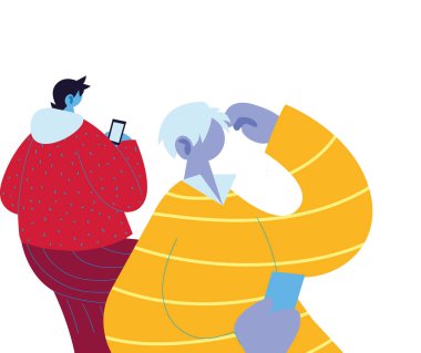 Akıllı telefon vektör tasarımlı erkek karikatürleri