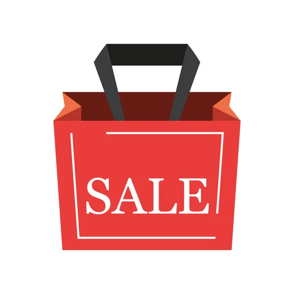 Bolsa de compras con etiqueta venta sobre fondo blanco — Vector de stock