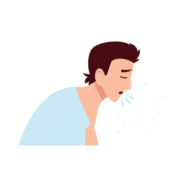 Hombre con tos seca sensación de enfermedad vector de diseño — Archivo Imágenes Vectoriales