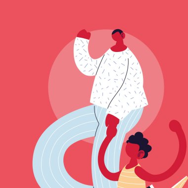 Baba ve oğul çizgi film vektör tasarımı