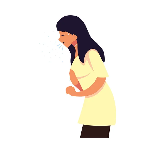 Woman with dry cough feeling sick vector design — Stock Vector