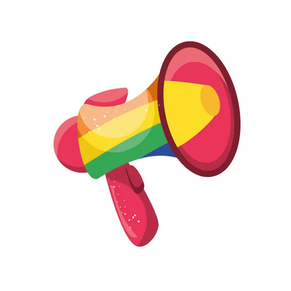 Gay orgullo megáfono en blanco fondo — Vector de stock