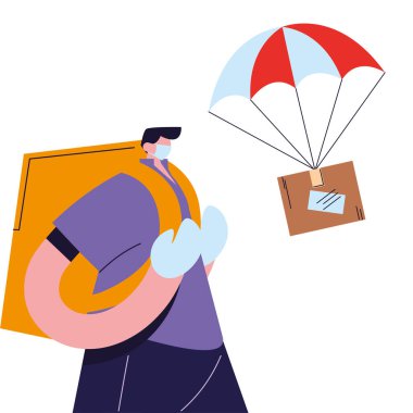 maskeli kurye ve uluslararası paketler