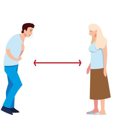 Kadın ve erkek vektör tasarımı arasındaki sosyal mesafe