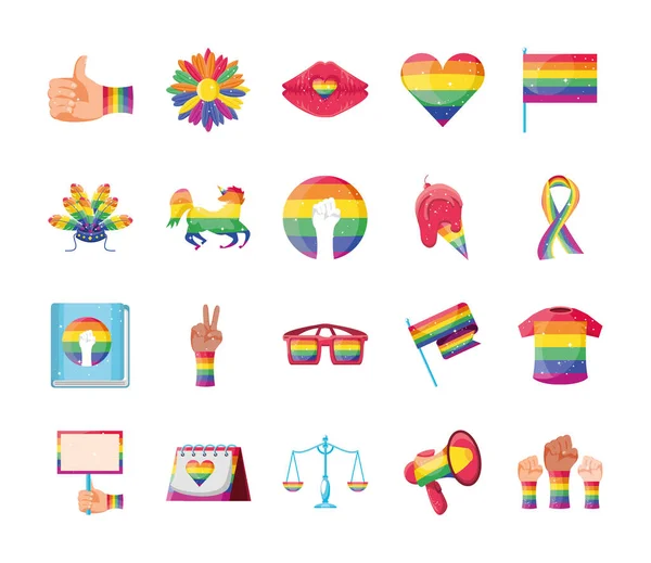 Set of icons gay pride — Stock Vector